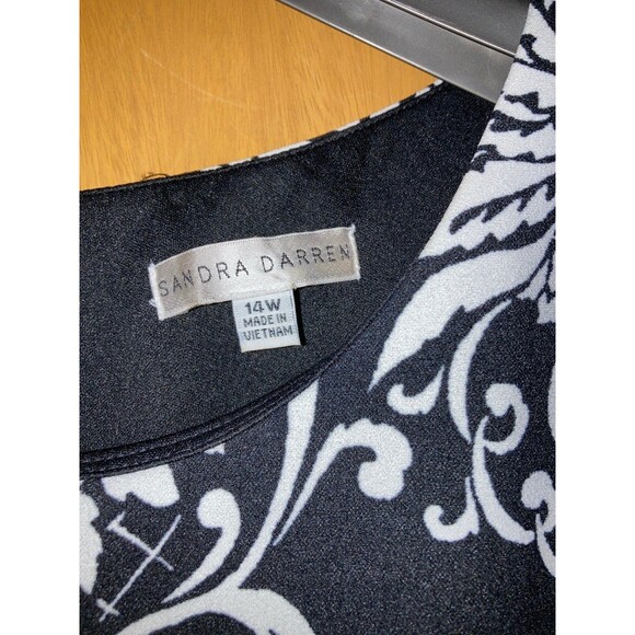 Sandra Darren black and white patterned sleeveless dress Size 14W EUC - Picture 4 of 4